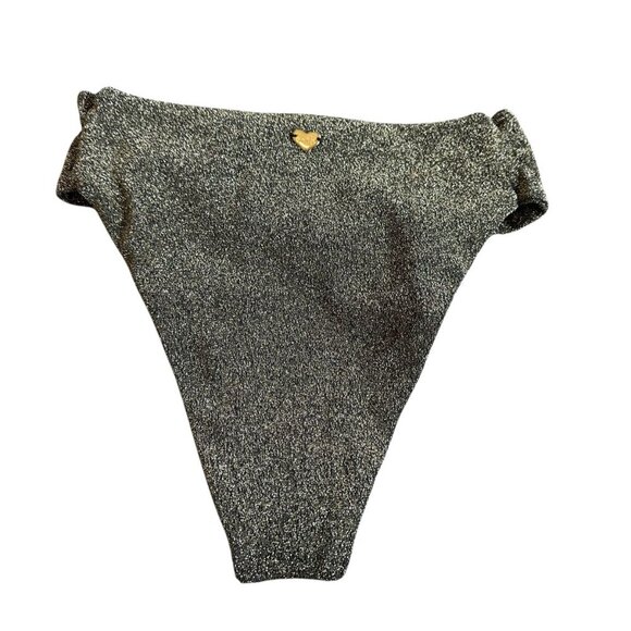 SOAH Sandy Triangle Bikini Top + High-Waisted Bottoms Swimsuit Gold Small NWT - Picture 8 of 12